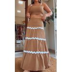 Conjunto Top E Saia Bianca Marrom