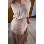 Vestido Ombro Só Franja Nude