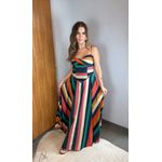 Vestido Longo Estampado Listra Onda De Cor 
