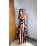 Vestido Longo Estampado Listra Onda De Cor 