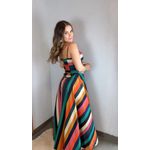 Vestido Longo Estampado Listra Onda De Cor 