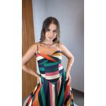 Vestido Longo Estampado Listra Onda De Cor 