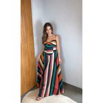 Vestido Longo Estampado Listra Onda De Cor 