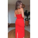 Vestido Reto Decote Vermelho 