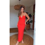 Vestido Reto Decote Vermelho 