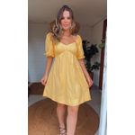 Vestido Curto Mangas Bufantes Amarelo