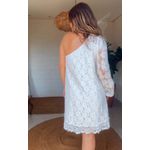 Vestido Curto Manga Pacth De Renda Off White
