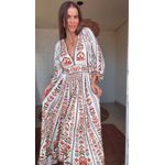 Vestido Longo Tapete De Cor Estampado