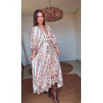 Vestido Longo Tapete De Cor Estampado