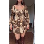 Vestido Curto Mistura De Caju Estampado