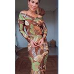 Vestido Franzido Floresta Sketch Estampado