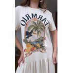 Vestido T-shirt Cropped Bege Latino América Estampado