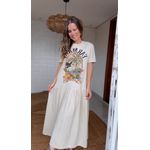 Vestido T-shirt Cropped Bege Latino América Estampado