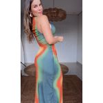 Vestido Tule Cropped Degrade Latina Estampado