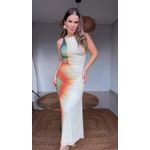 Vestido Tule Cropped Degrade Latina Estampado