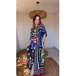 Vestido Camisa Lenço Tropical Estampado