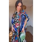Vestido Camisa Lenço Tropical Estampado