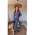 Vestido Camisa Lenço Tropical Estampado