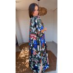 Vestido Camisa Lenço Tropical Estampado