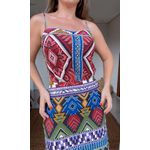 Vestido Alcinhas Gráfico De Cor Estampado
