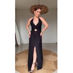 Vestido Frente Única Flor De Aruano Preto