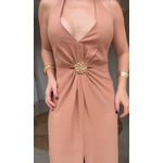 Vestido Frente Única Flor De Aruano Caramelo