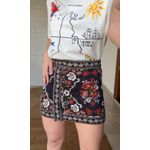 Saia Sarja Flor De Fita Estampado