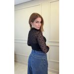 Blusa Manga Longa Renda Lari Preto