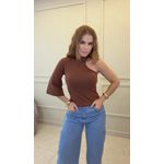 Blusa Nula Manga Cíntia Marrom