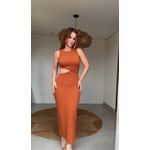 Vestido Recorte Colmeia Marrom