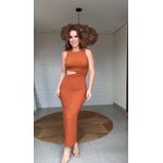 Vestido Recorte Colmeia Marrom