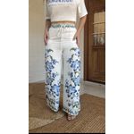 Calça Pantalona Laura Off White Estampado