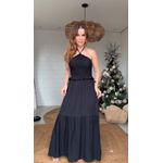 Vestido Longo Decote Lastex Preto