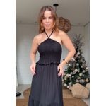 Vestido Longo Decote Lastex Preto