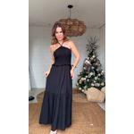 Vestido Longo Decote Lastex Preto