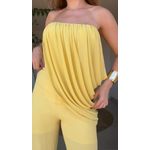 Conjunto Body E Calça Flor De Lichia Amarelo Mantega