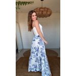 Vestido Midi Alcinha Cordas E Aves Estampado