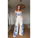 Macacão Pantalona Coqueiro Tropical Estampado