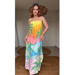 Vestido Longo Paisagem Solar Estampado
