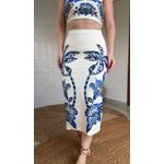 Saia Midi Reta Coqueiro Tropical Estampado
