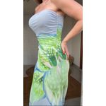 Vestido Tule Lirio Tropical Estampado