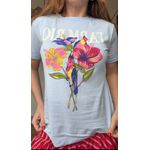 Tshirt Fit Flores Passaros Estampado