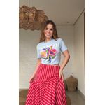 Tshirt Fit Flores Passaros Estampado