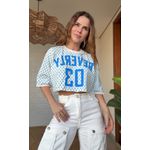 Tshirt Cropped Poá Berverly Azul