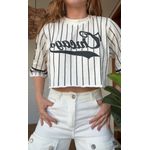 Tshirt Cropped Listra Fina Chicago Preto