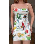 Vestido Curto Coquetel Off White Estampado