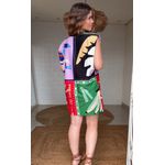Vestido Curto Ombreira Lenço Brasil Estampado