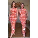 Vestido Tule Ombro Só Mar De Concha Estampado