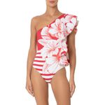 Maiô Babado Brilho Tropical Estampado