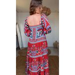 Vestido Longo Manga Lenço Naútico Estampado